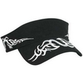 Black Racing Visor W/ White Tribal Pattern Bill & Sides